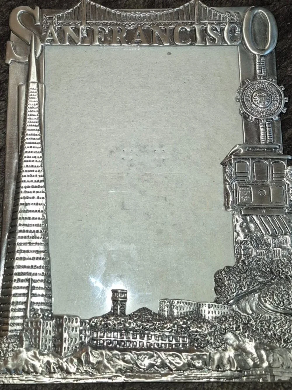 Vintage Pewter San Francisco CA Photo Picture Frame Stand Up 3D Landmarks GC
